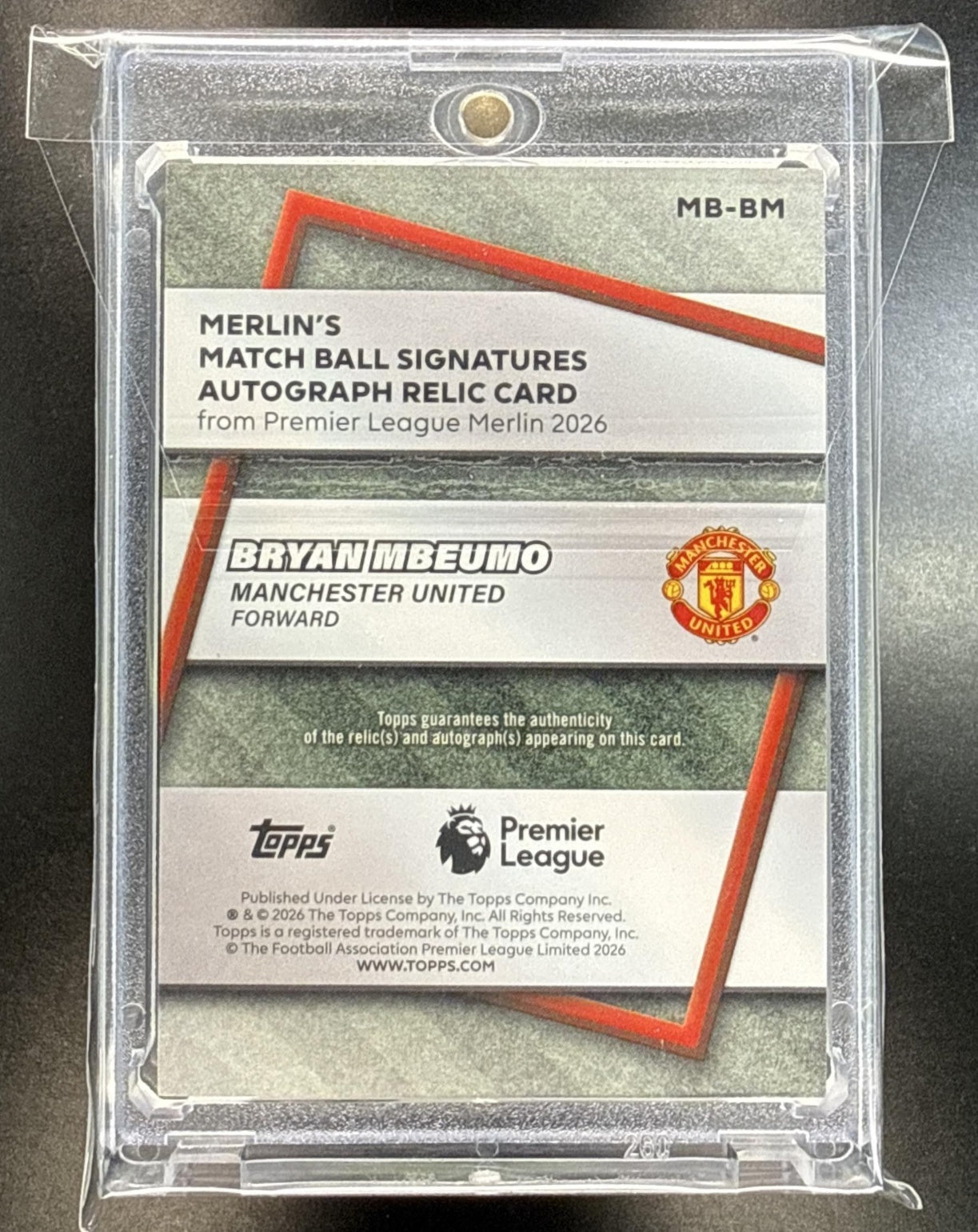 Bryan Mbeumo Topps Merlin PL 2026 MEM Auto Manchester United