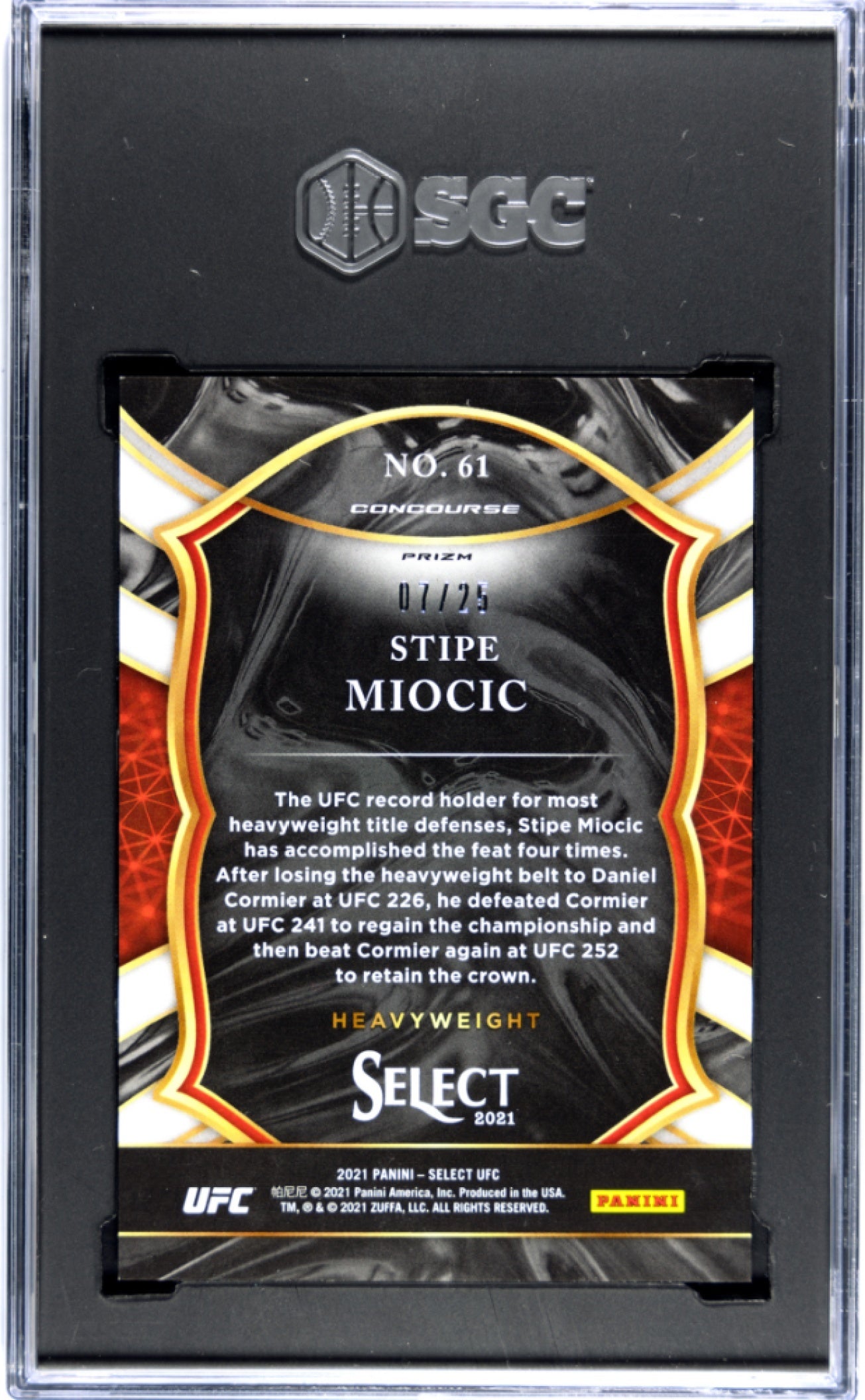 Stipe Miocic Panini Select UFC 2021 Tie Dye Prizms /25 Concourse SGC 9