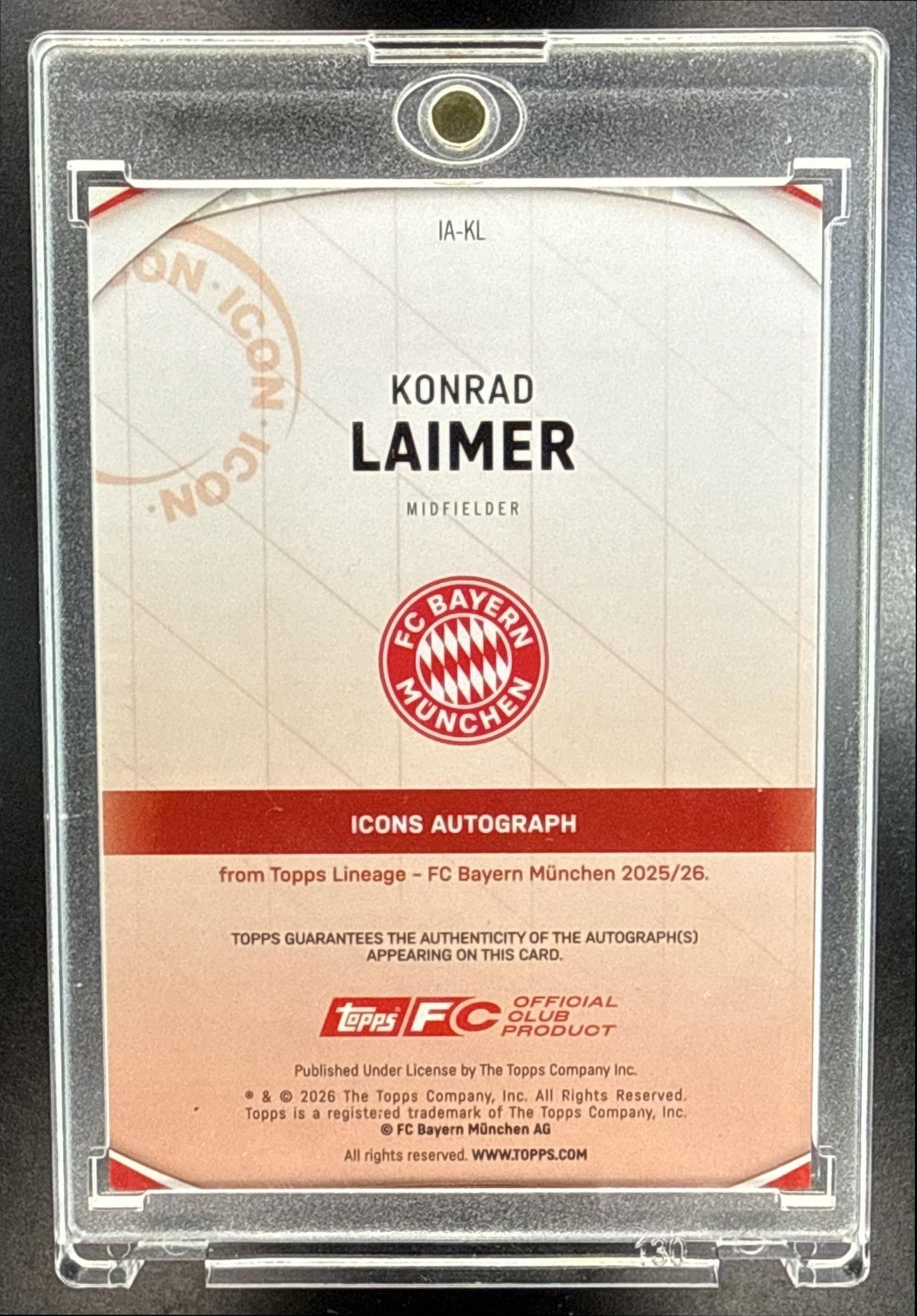 Konrad Laimer Topps Lineage Bayern Munchen 2025-26 Icons Auto Orange Foil /25