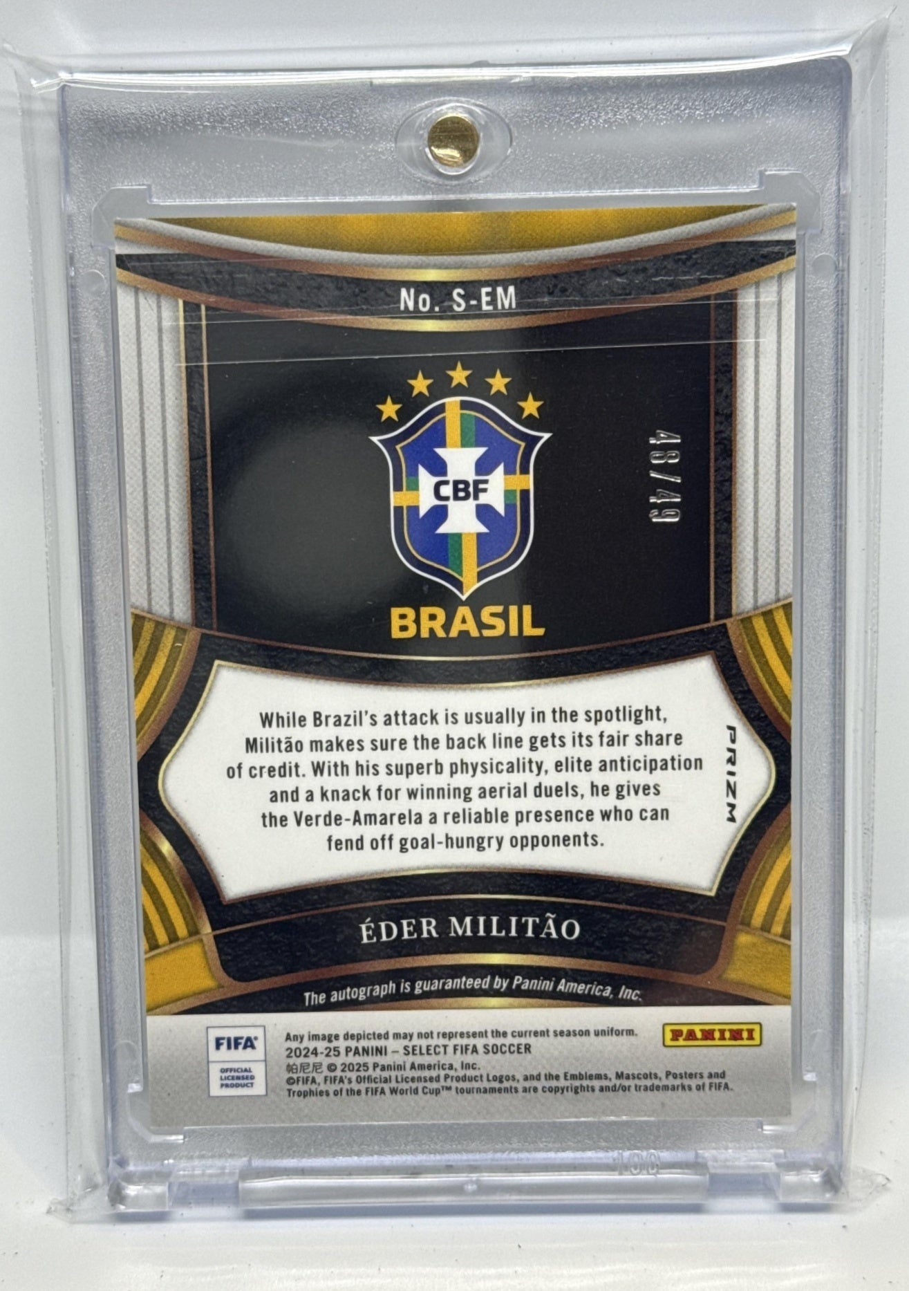 Eder Militao Panini Select FIFA 2024-25 Signatures Purple /49 Auto Brazil