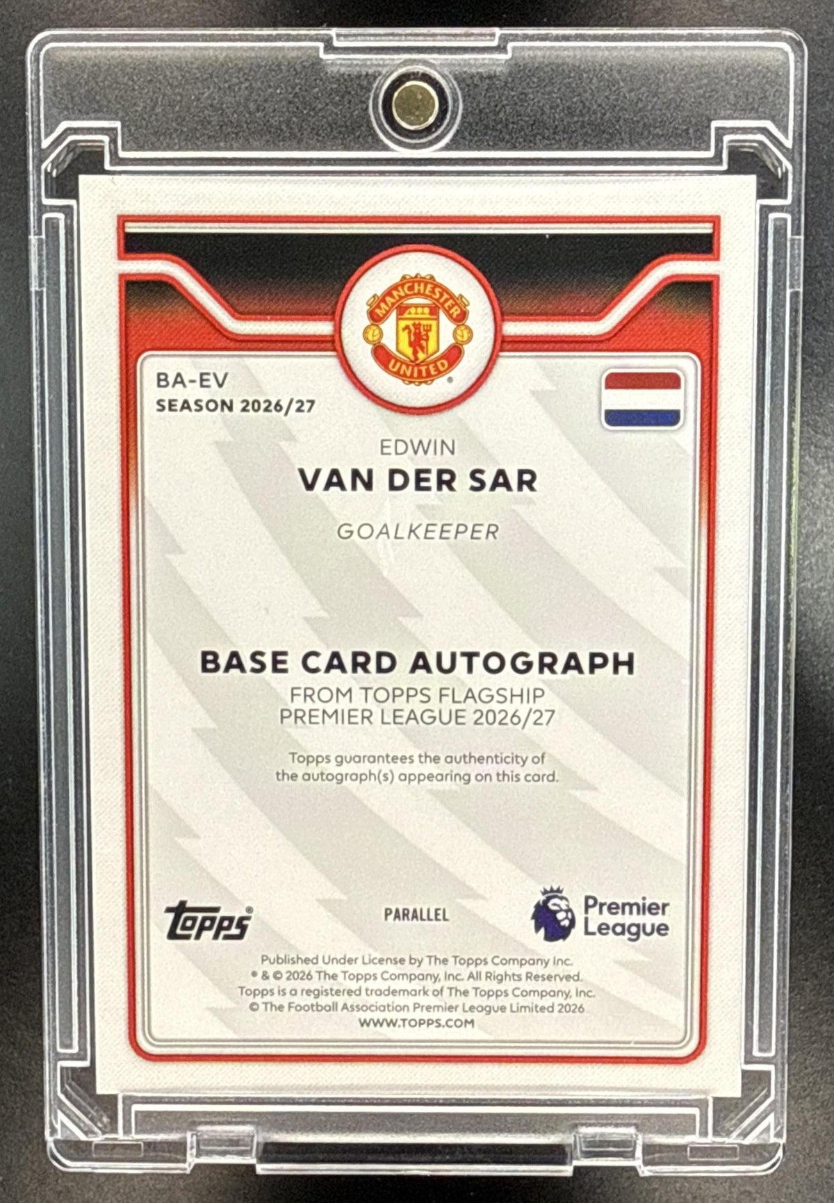 Edwin van der Sar Topps Premier League Flagship 2026 Gold Foil /50 Auto Manchester United