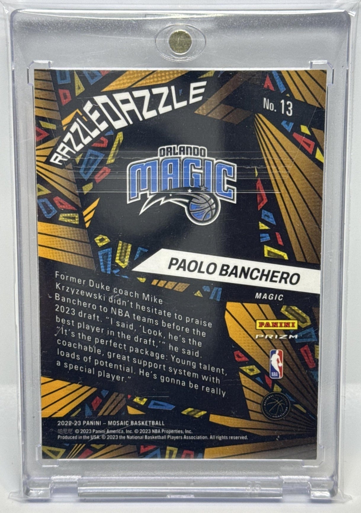 Paolo Banchero Panini Mosaic 2022-23 Razzle Dazzle RC Orlando Magic