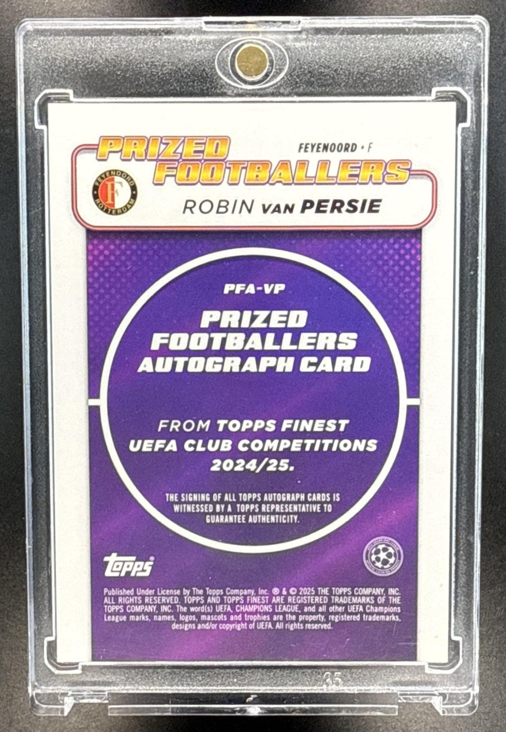 Robin van Persie Topps Finest UCC 2024-25 Prized Footballers Auto Feyenoord