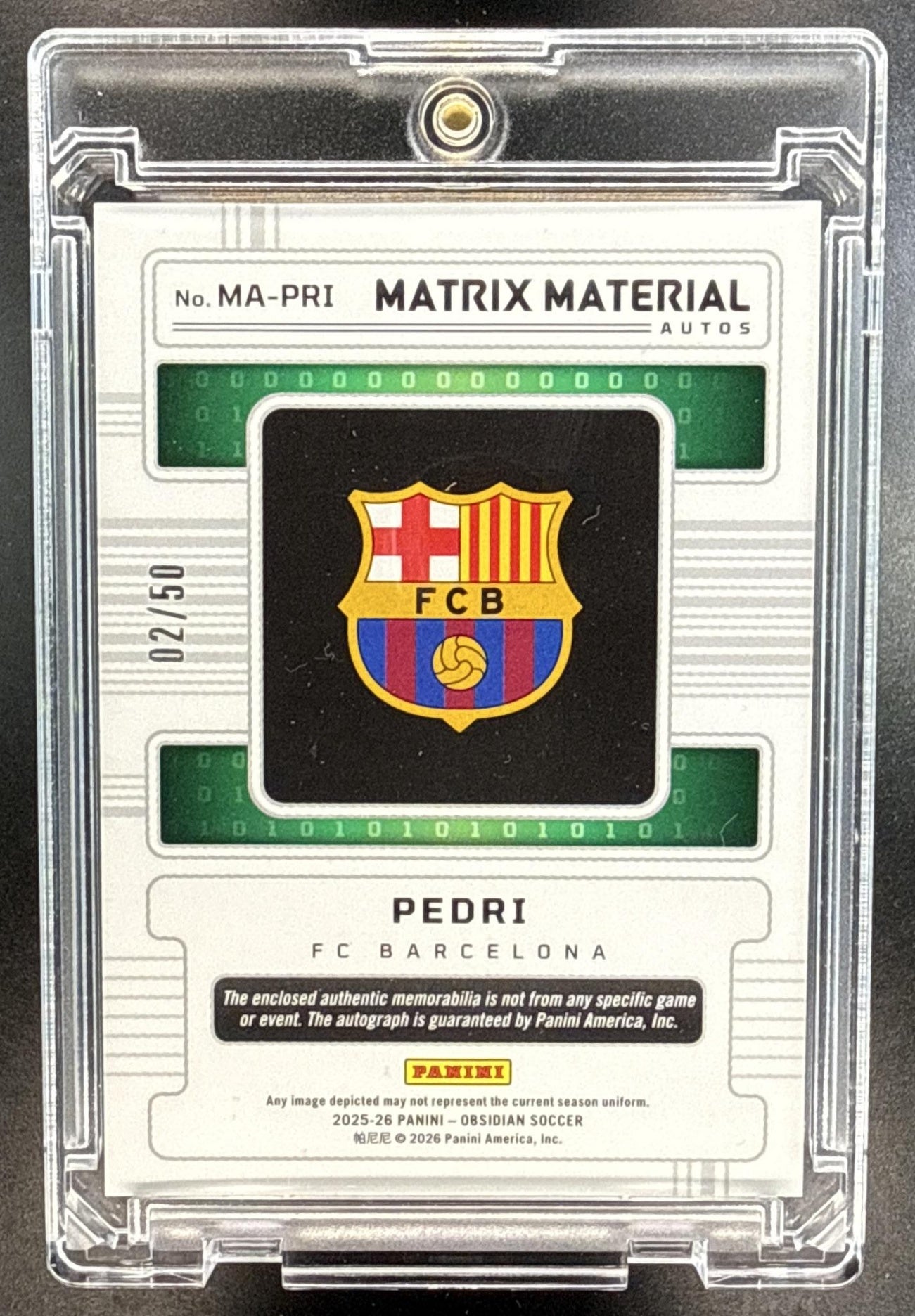 Pedri Panini Obsidian 2025-26 Electric Etch Orange /50 Auto FC Barcelona
