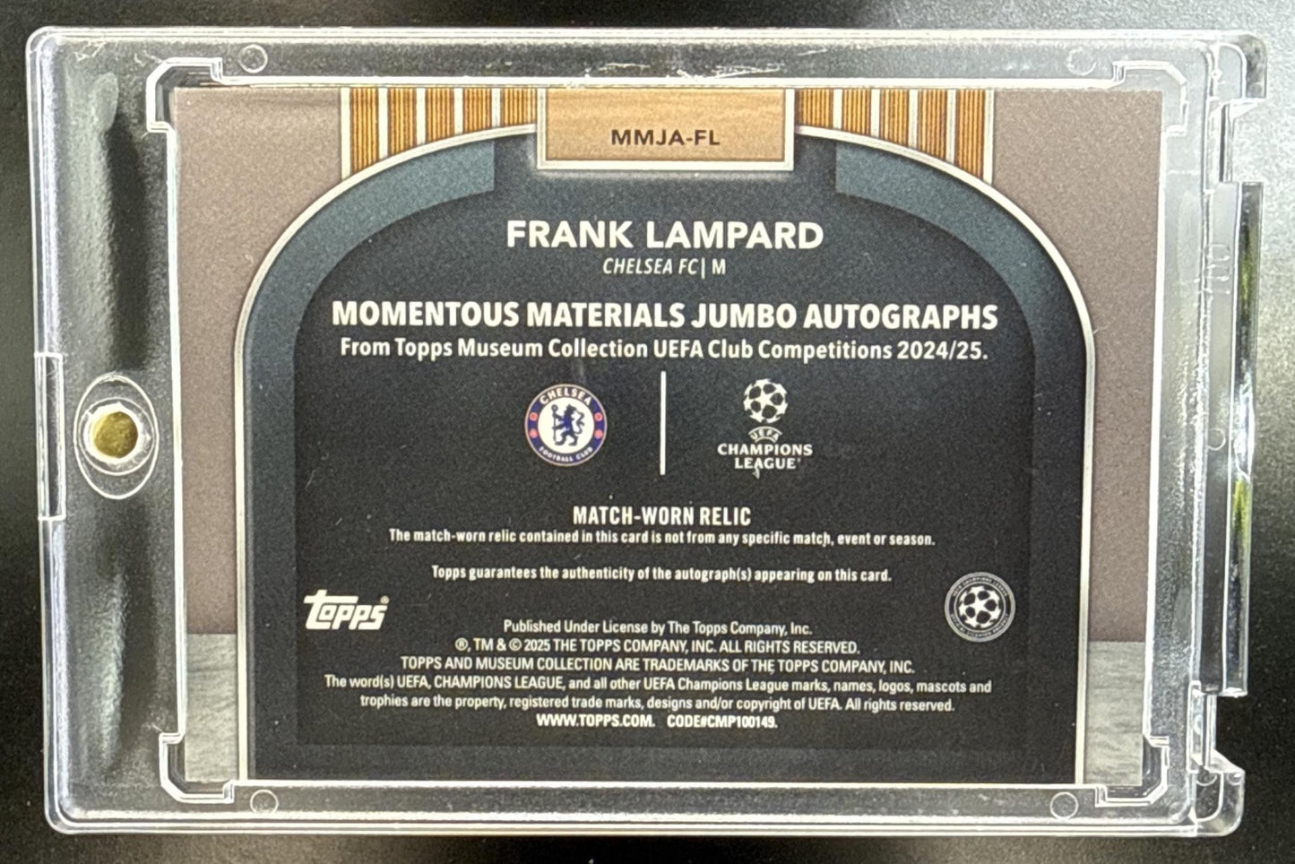 Frank Lampard Topps Museum Collection UCC 2024-25 Ruby /25 Auto Chelsea FC