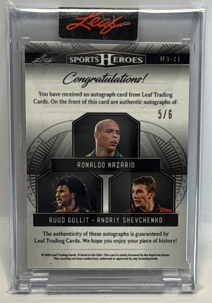 Ronaldo Nazario Ruud Gullit Andriy Shevchenko Leaf Metal 2025 /6 Auto