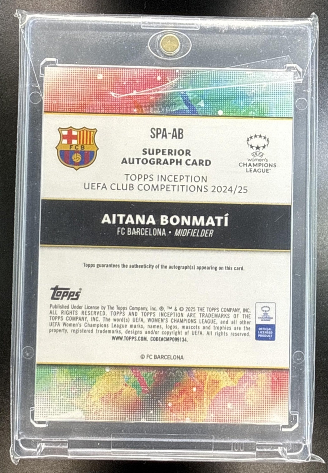 Aitana Bonmati Topps Inception UCC 2024-25 Pink /75 Auto FC Barcelona