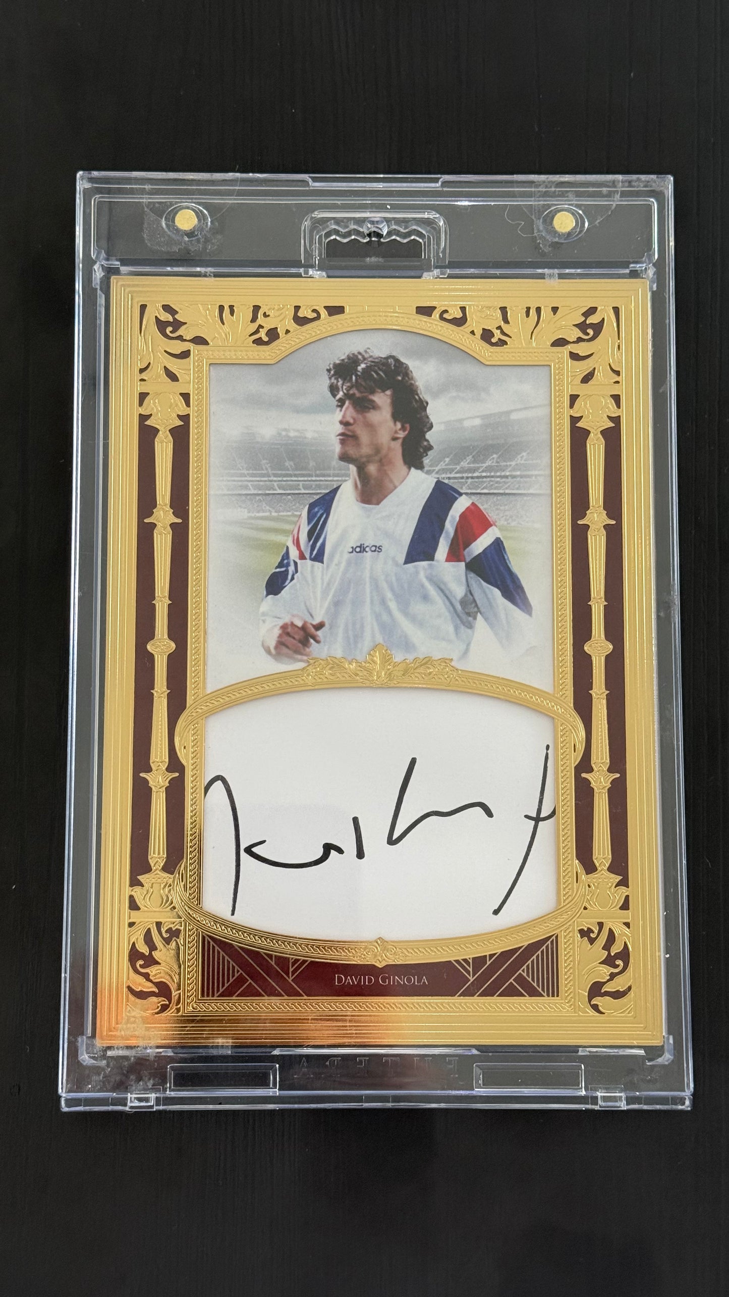 David Ginola Futera 2024 Jumbo Gold Framed Auto 1/1 France