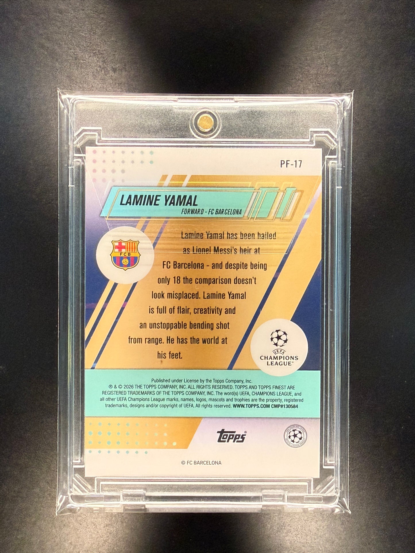 Lamine Yamal Topps UCC Finest 2025-26 Prized Footballers Green /99 FC Barcelona
