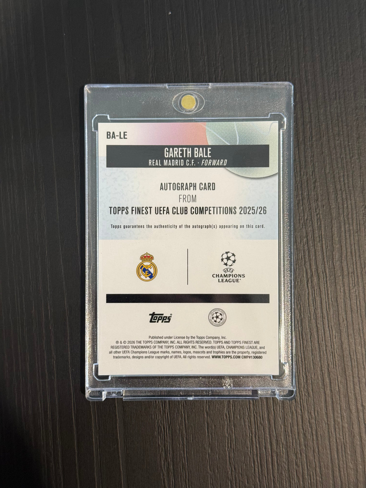 Gareth Bale Topps Finest UCC 2026 Green Wave Auto /99 Real Madrid
