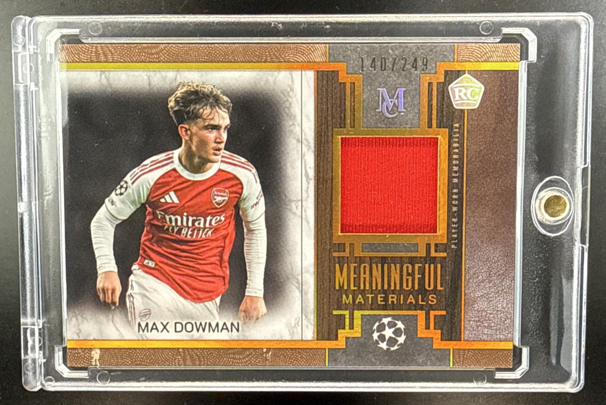 Max Dowman Topps Museum Collection UCC 2025-26 Gold /249 MEM RC Arsenal FC