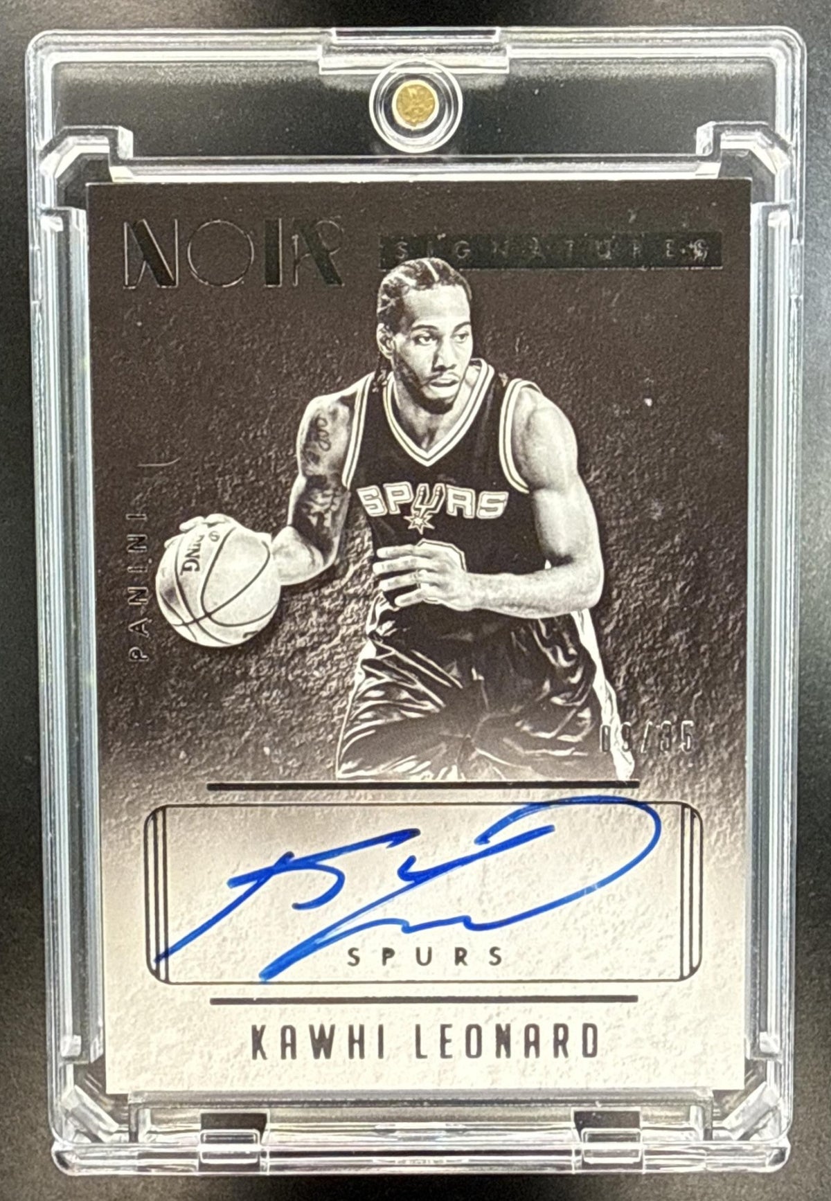 Kawhi Leonard Panini Noir 2014-15 Auto Black and White /35 San Antonio Spurs