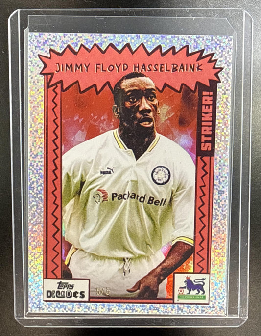 Jimmy Floyd Hasselbaink Topps Decades PL 90s Edition 2025 Red /5 Leeds United