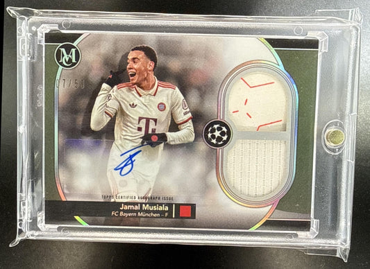 Jamal Musiala Topps Museum Collection UCC 2024-25 Hat Trick Auto Relics