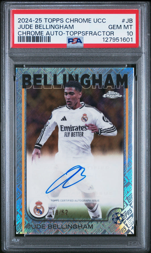 Jude Bellingham Topps Chrome UCC 2024-25 Toppsfractor /52 Auto PSA 10 Real Madrid