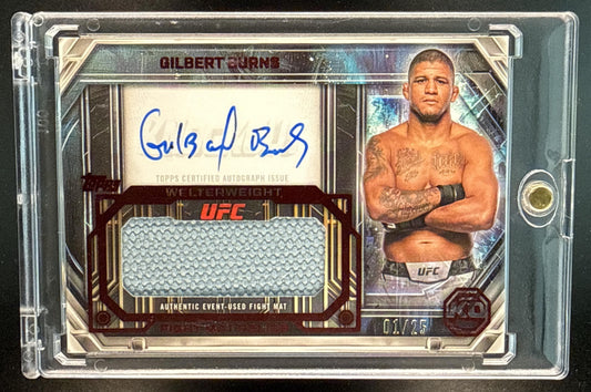 Gilbert Burns Topps Knockout UFC 2026 Auto Fight Mat Relics Red /25 MEM