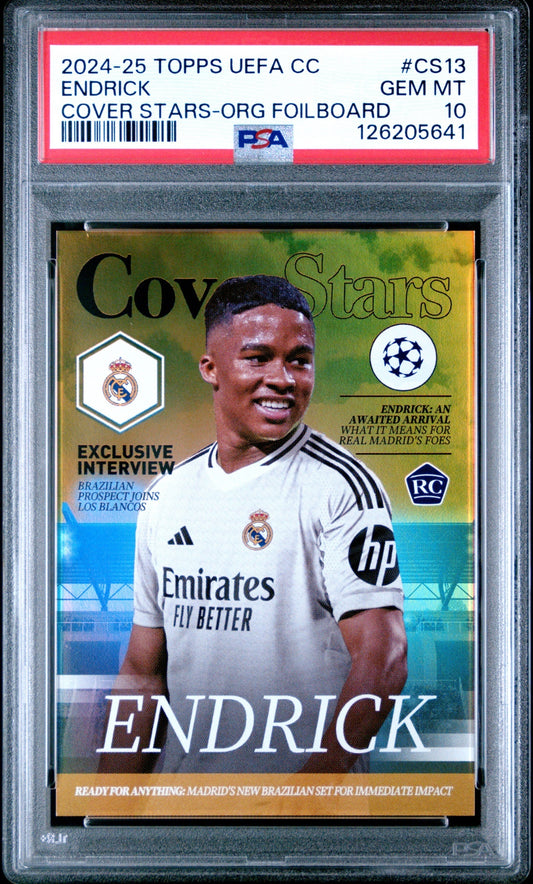 Endrick Topps UCC 2024-25 Cover Stars Orange Foilboard /25 PSA 10 Real Madrid