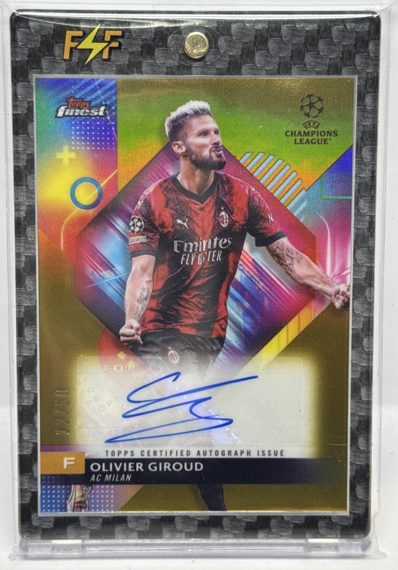 Olivier Giroud Topps Finest UCC 2023-24 Auto Gold /50 AC Milan