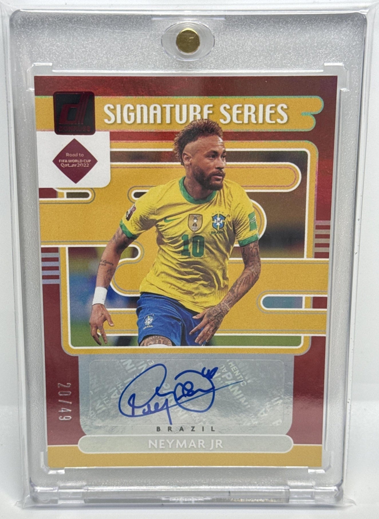 Neymar Jr Panini Donruss 2021 Signature Series Red /49 Auto Brazil