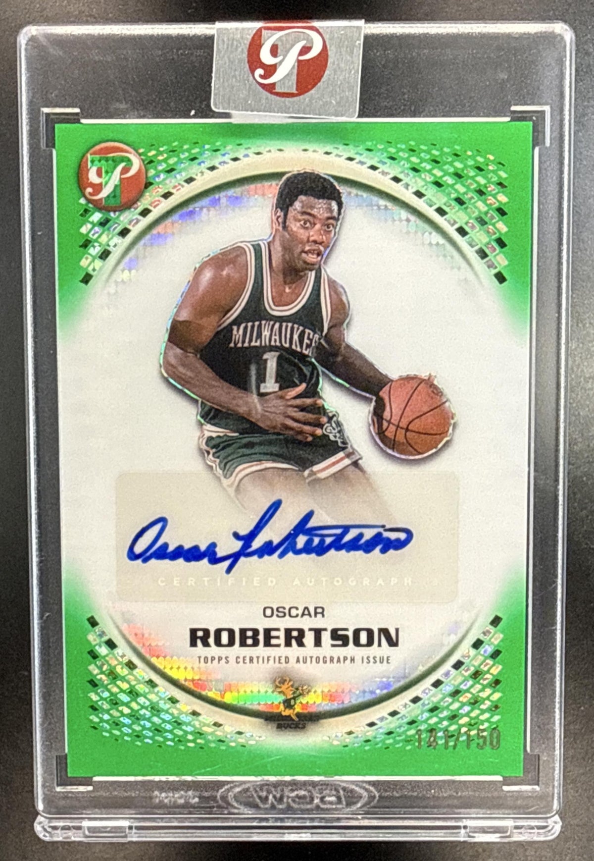 Oscar Robertson Topps Pristine 2025-26 Auto Green /150 Milwaukee Bucks