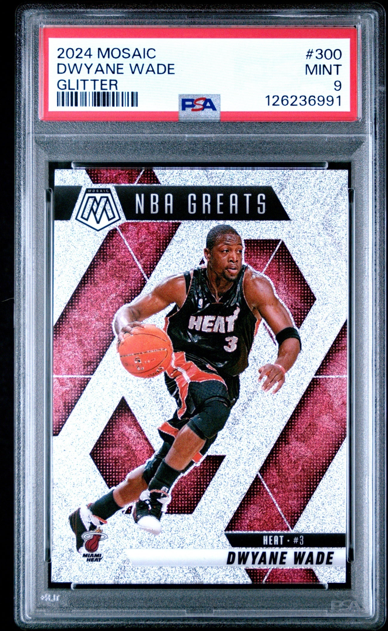 Dwyane Wade Panini Mosaic 2024-25 Glitter Mosaic NBA Greats PSA 9 Miami Heat