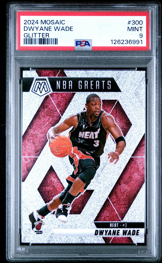 Dwyane Wade Panini Mosaic 2024-25 Glitter Mosaic NBA Greats PSA 9 Miami Heat