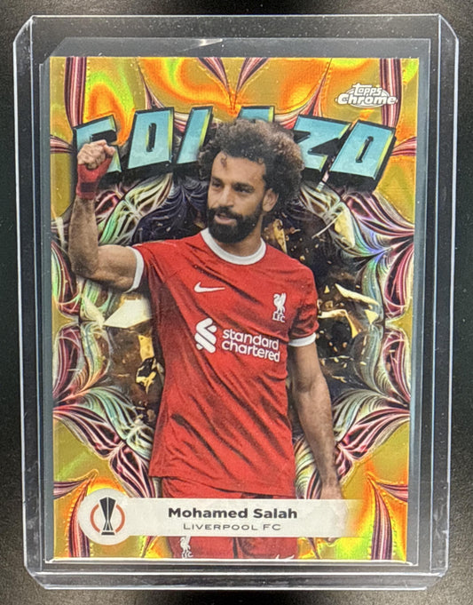 Mohamed Salah Topps Chrome UCC 2023-24 Golazo Gold Lava Refractor Liverpool