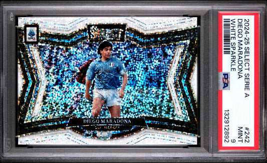 Diego Maradona Panini Select Serie A 2024-25 White Sparkle PSA 9 SSC Napoli