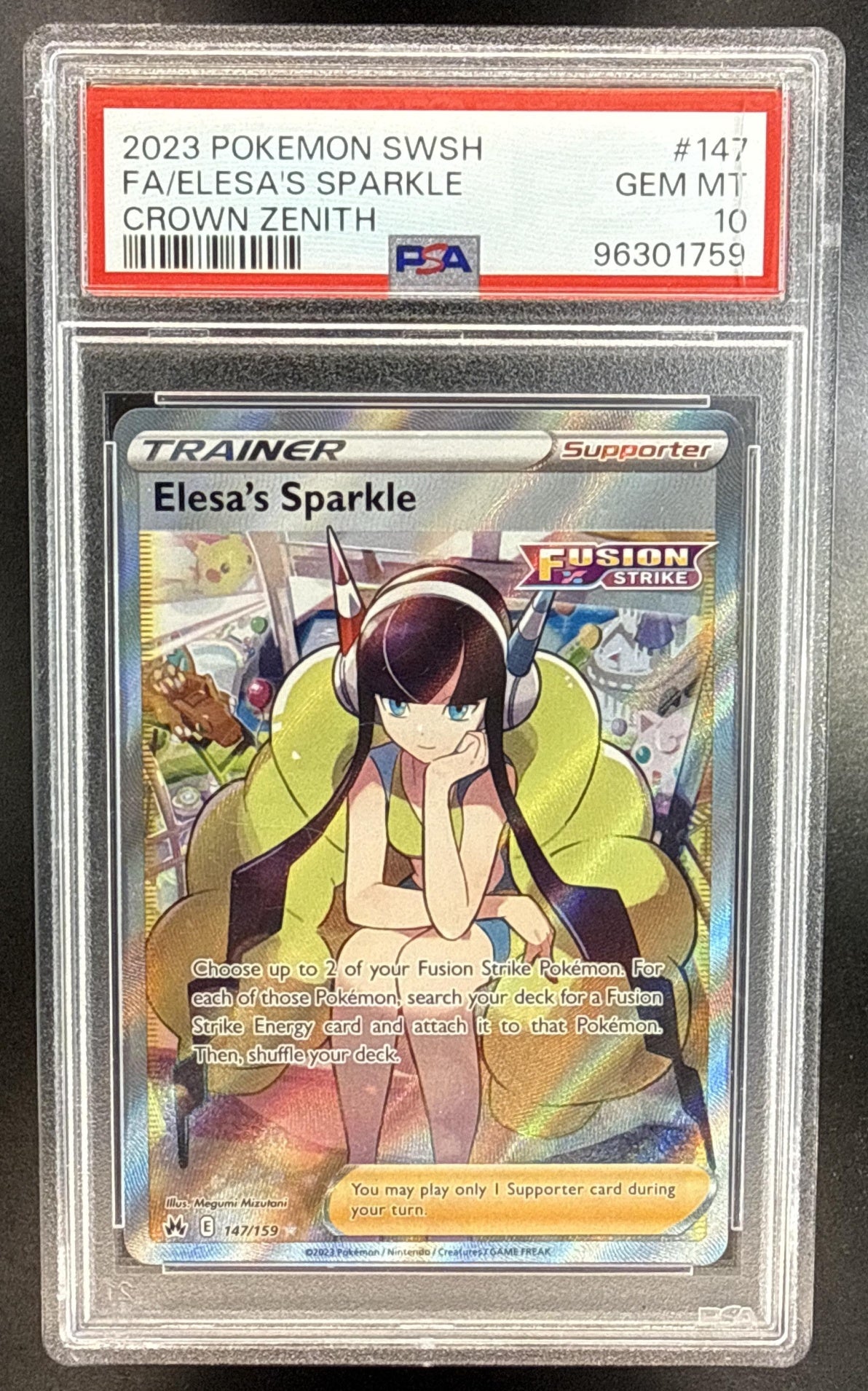 Elesa's Sparkle Pokemon Sword & Shield Crown Zenith 2023 PSA 10 *Slab Has Crack on the label*