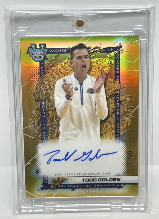 Todd Golden Bowman Best University 2025-26 Gold Refractor /50 Florida Gators