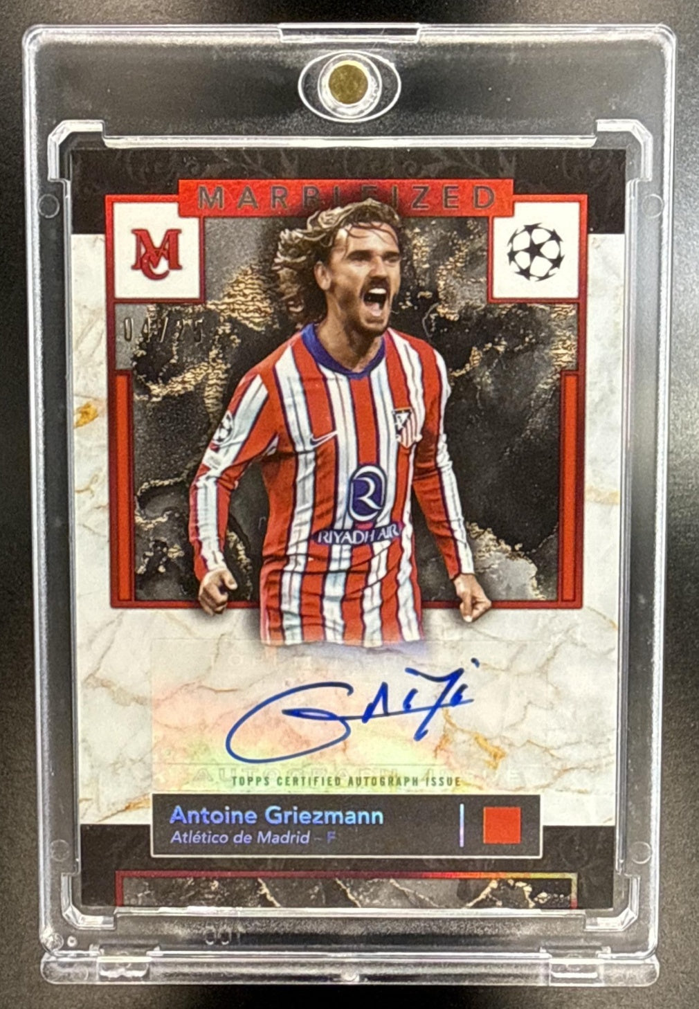 Antoine Griezmann Topps Museum Collection UCC 2024-25 Marbleized Auto Ruby /25