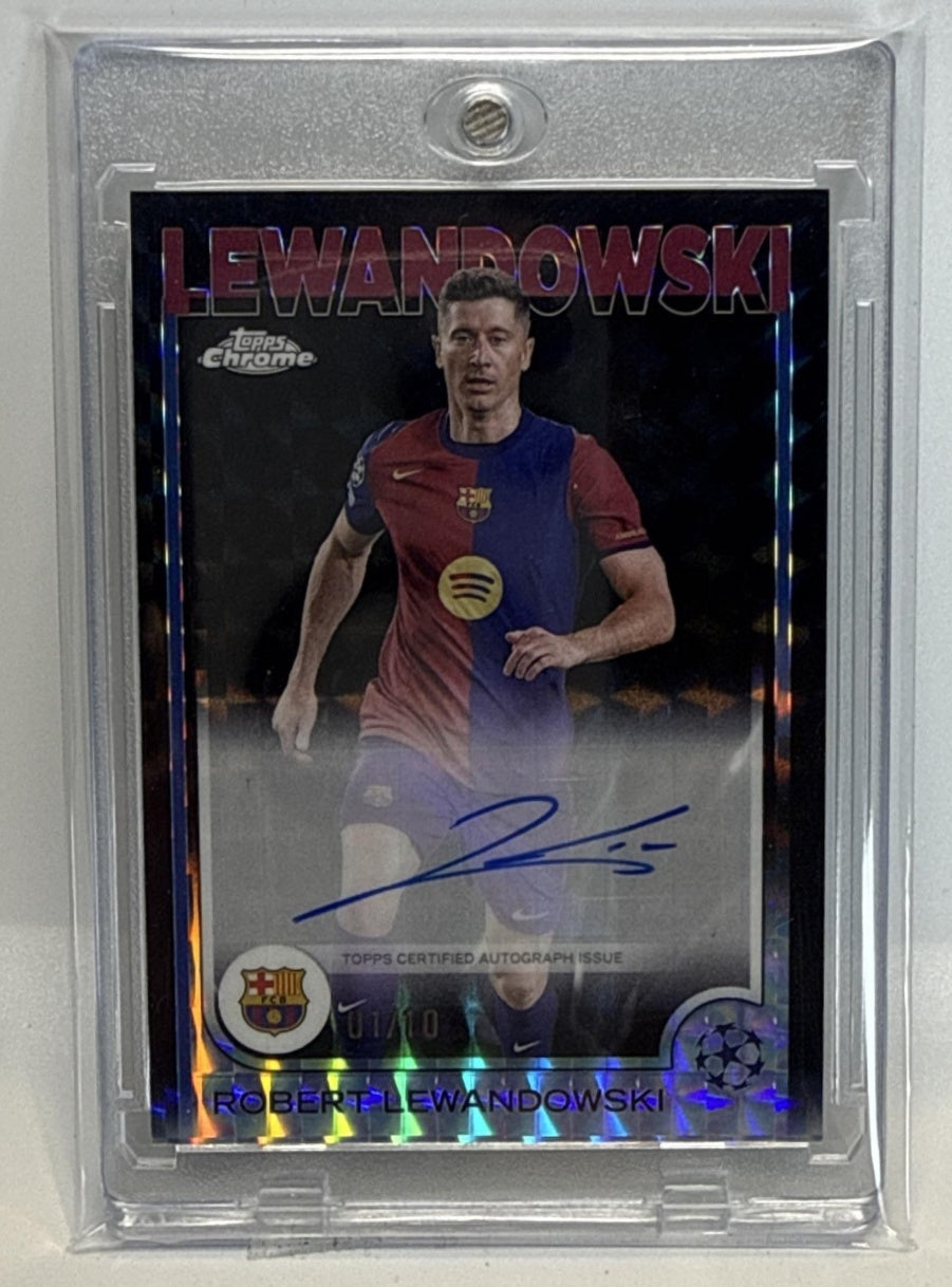 Robert Lewandowski Topps Chrome UCC 2024-25 Black Geometric /10 FC Barcelona