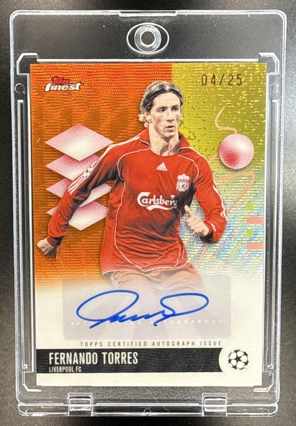 Fernando Torres Topps UCC Finest 2025-26 Orange Wave Refractor /25 Liverpool FC
