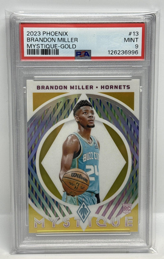 Brandon Miller Panini Phoenix 2023-24 Gold /10 RC PSA 9 Charlotte Hornets