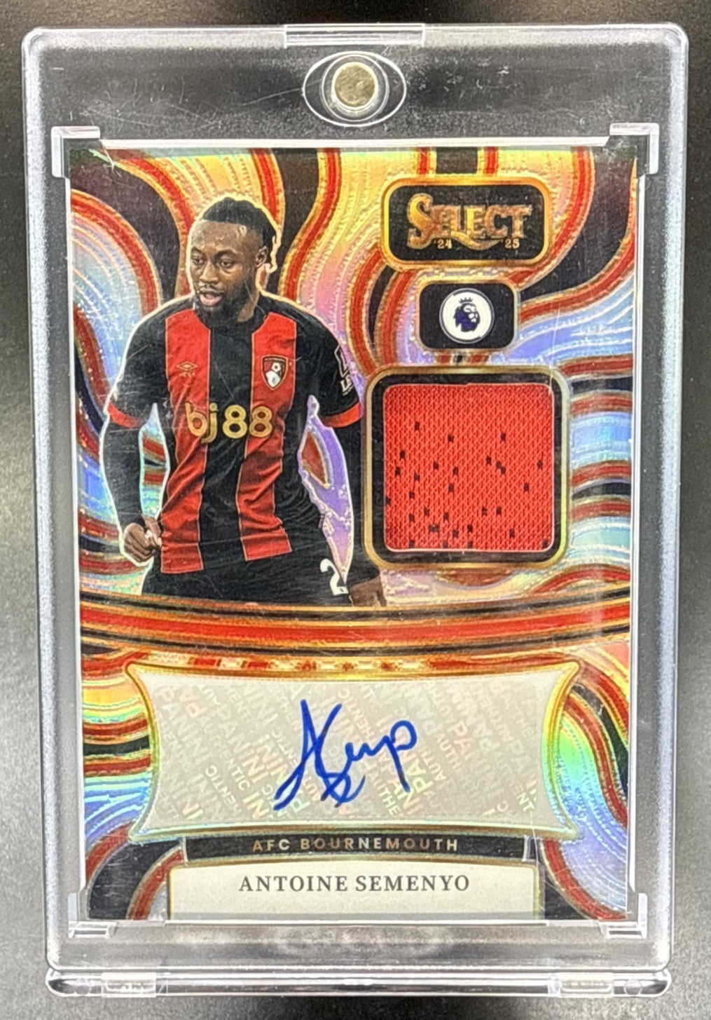 Antoine Semenyo Panini Select PL 2024-25 Silver Prizm MEM Auto AFC Bournemouth