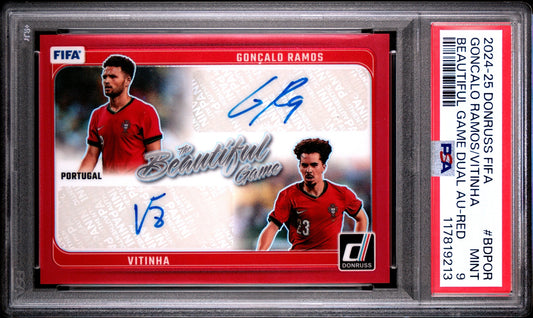 Goncalo Ramos Vitinha Panini Donruss 2024-25 Red /10 Auto PSA 9 Portugal
