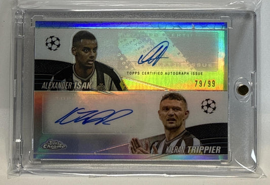 Alexander Isak Kieran Trippier Topps Chrome UCC '23 /99 Auto Newcastle United