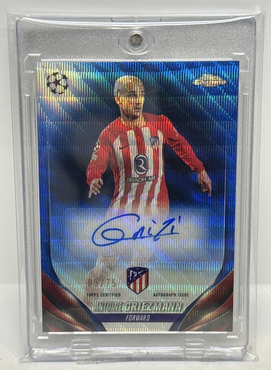 Antoine Griezmann Topps Chrome UCC 2023-24 Blue Wave /75 Auto Atletico de Madrid