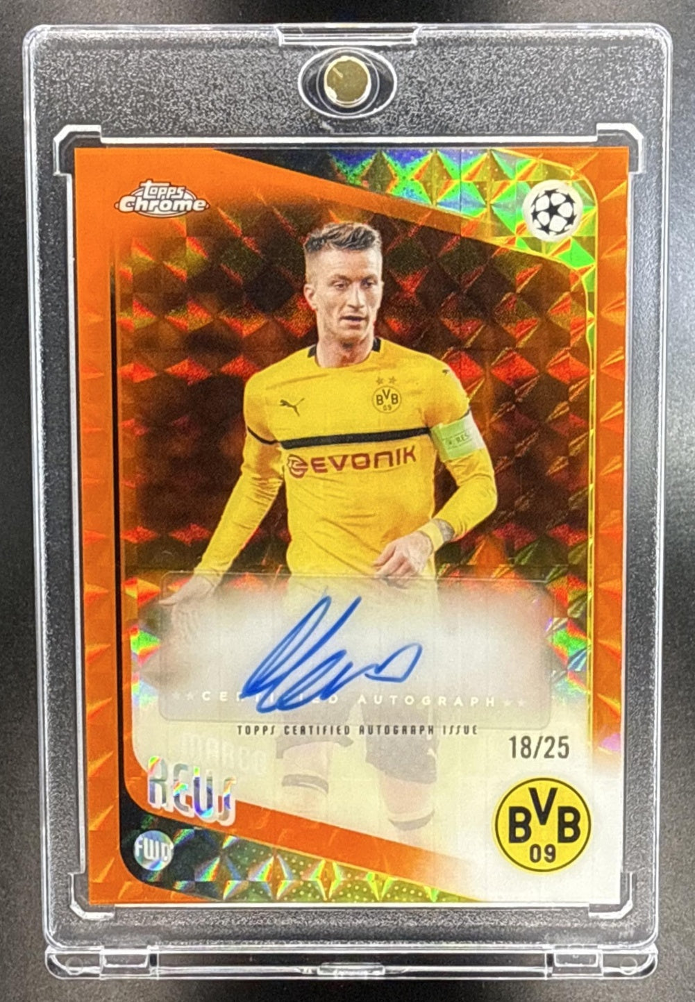 Marco Reus Topps Chrome UCC 2025-26 Orange Geometric /25 Auto Borussia Dortmund