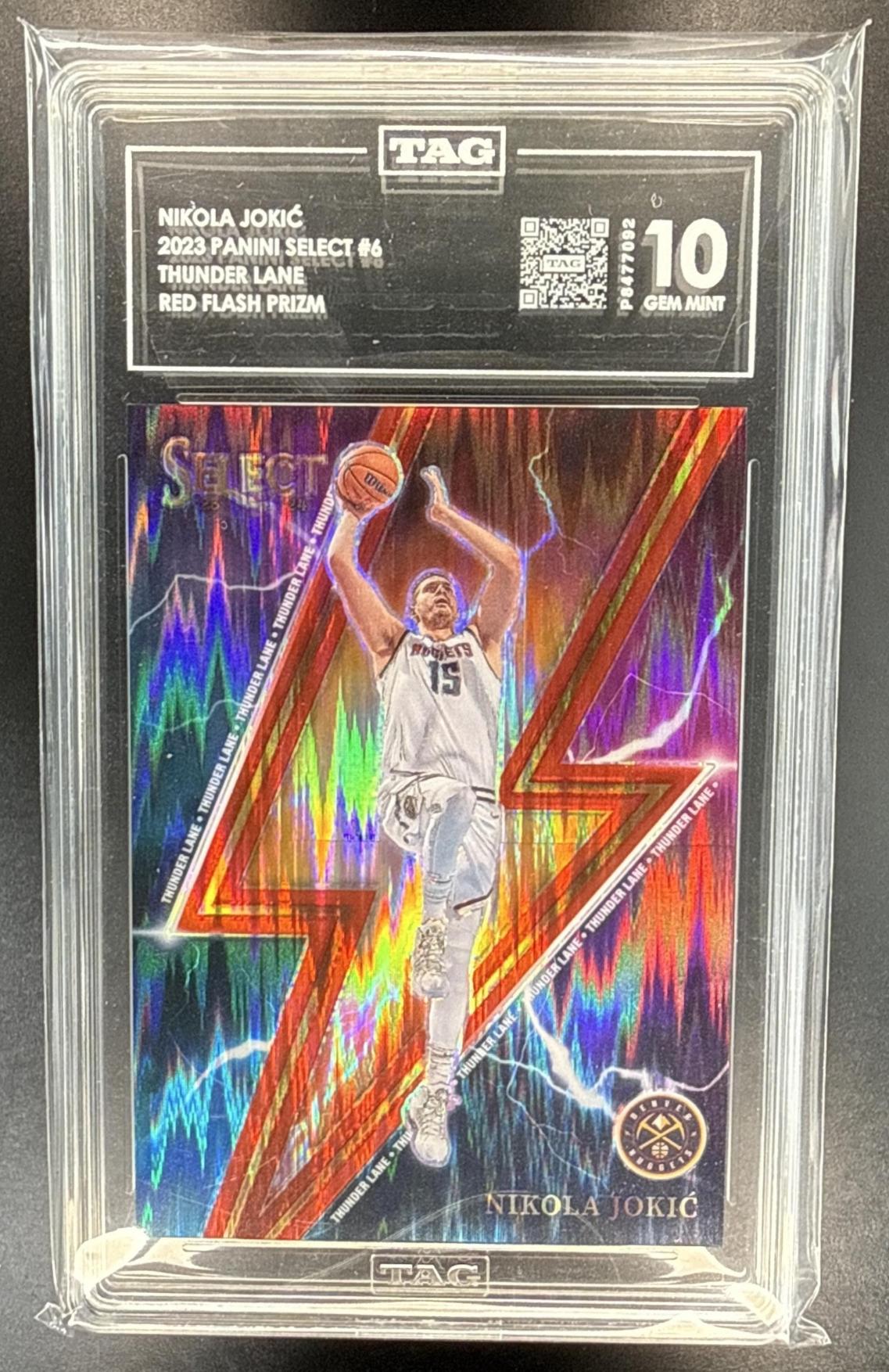 Nikola Jokic Panini Select 2023-24 Red Flash Prizms /99 TAG 10 Denver Nuggets