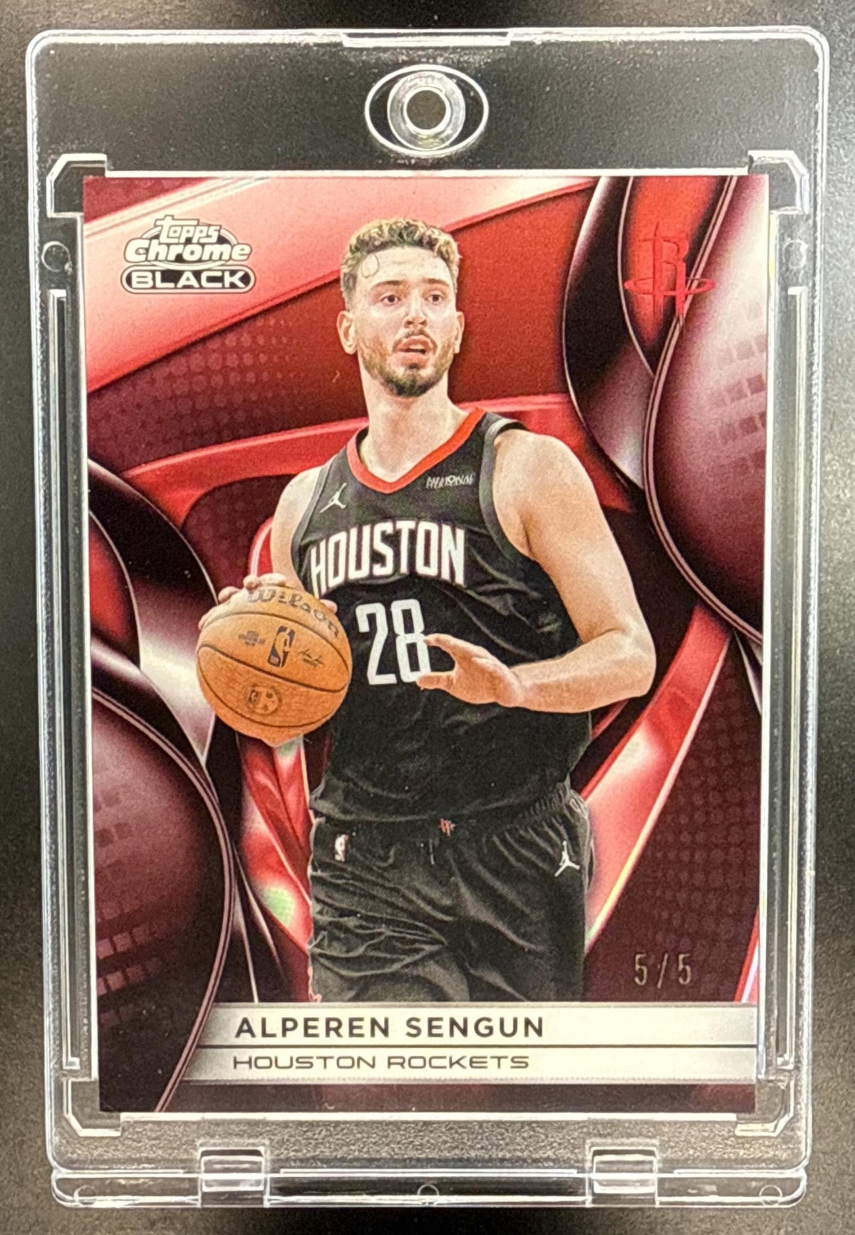Alperen Sengun Topps Chrome Black 2025-26 Red Refractor /5 Houston Rockets