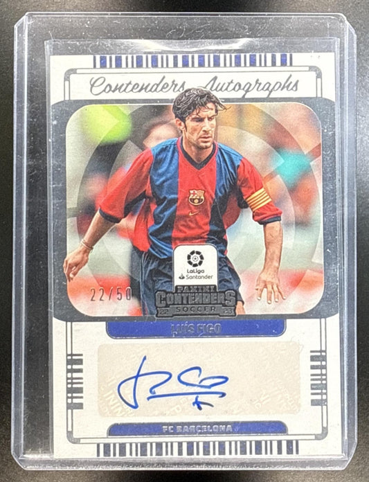 Luis Figo Panini Chronicles 2022-23 Silver /50 Auto FC Barcelona