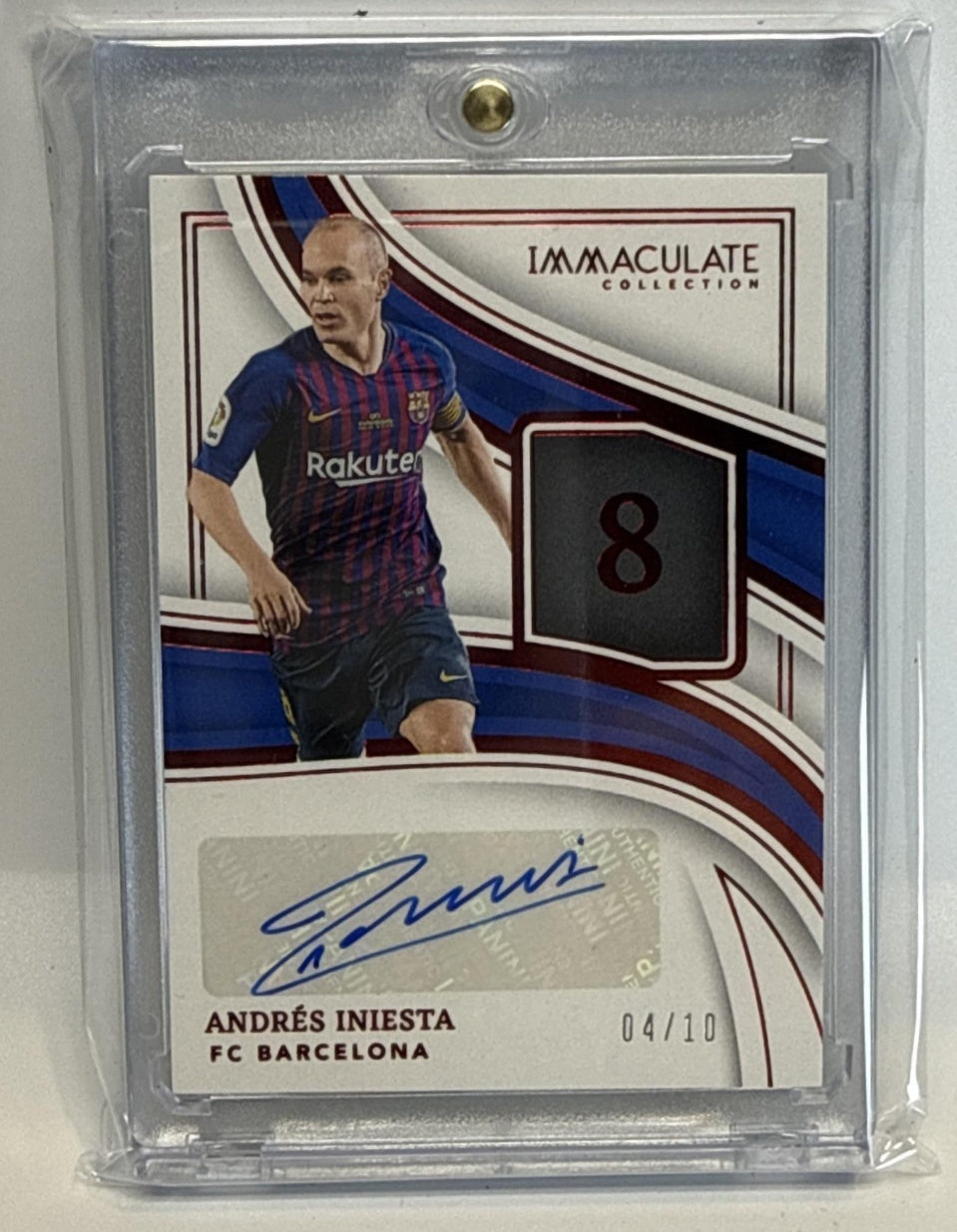 Andres Iniesta Panini Immaculate Collection 2023-24 Ruby /10 Auto FC Barcelona