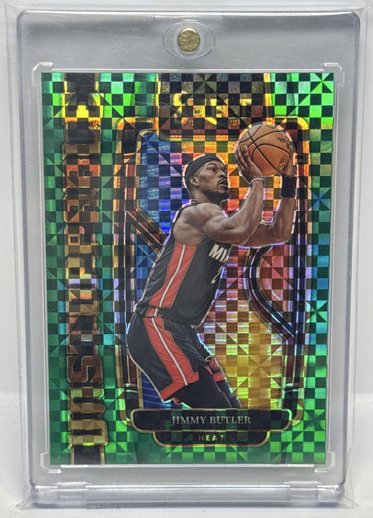 Jimmy Butler Panini Select 2023-24 Unstoppable Green Prizms /5 Miami Heat