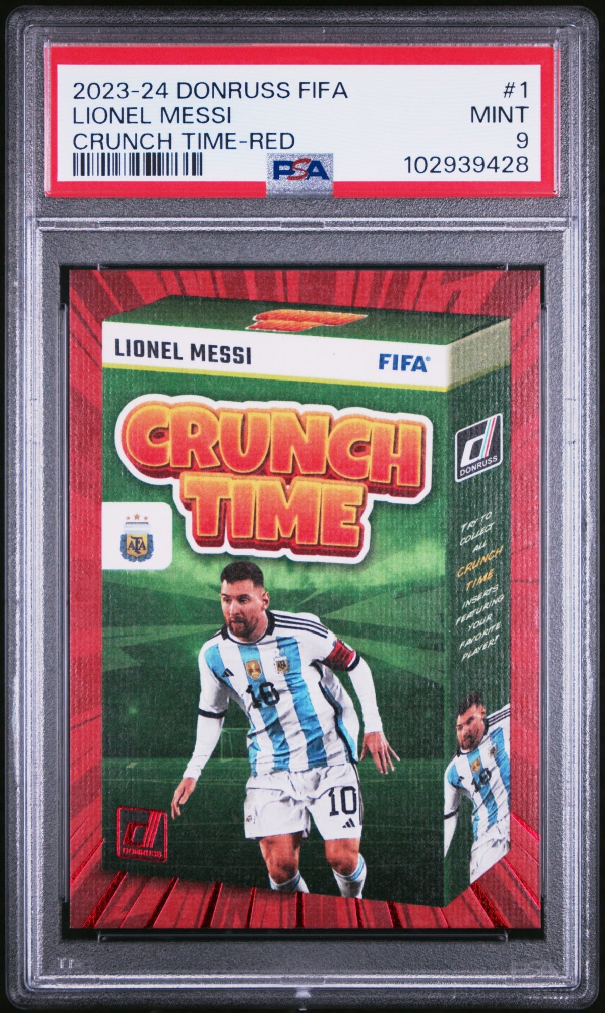 Lionel Messi Panini Donruss 2023-24 Crunch Time Red PSA 9 Argentina