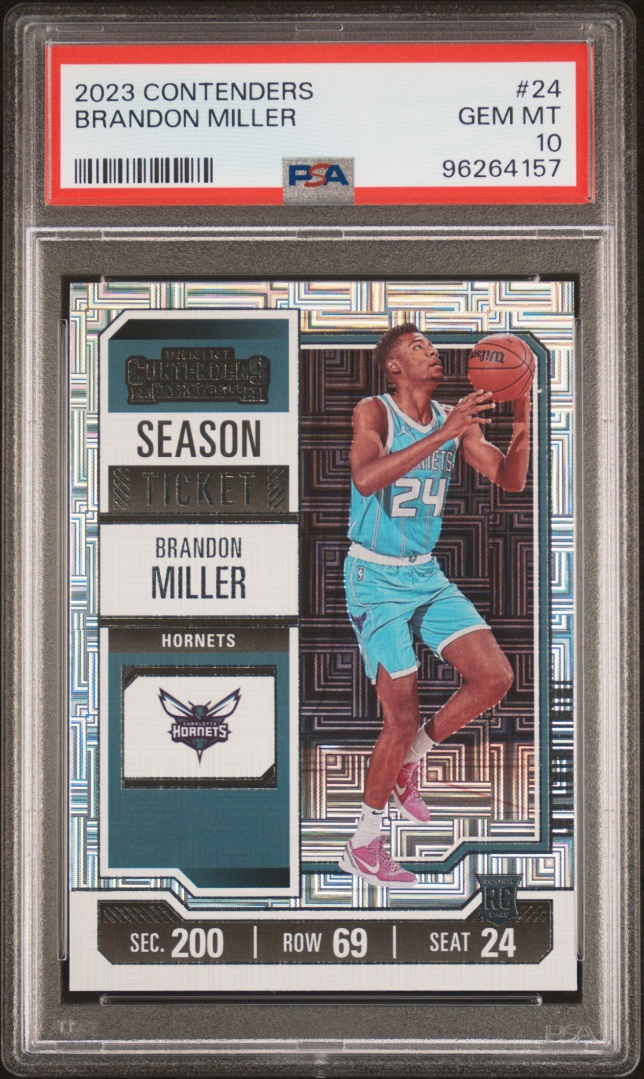 Brandon Miller Contenders 2023-24 Season Ticket RC PSA 10 Charlotte Hornets