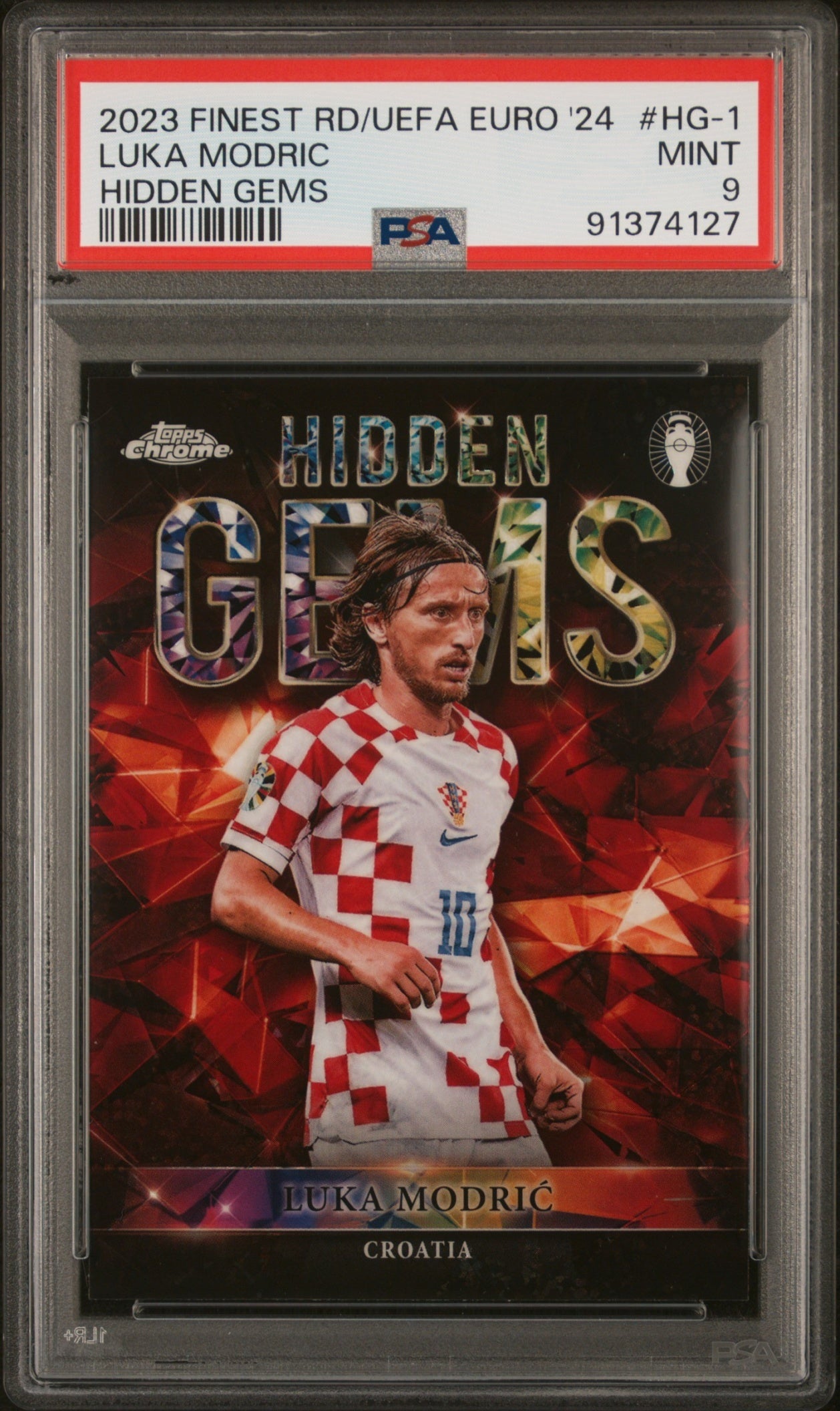 Luka Modric Topps Finest Hidden Gems 2023-24 PSA 9 Croatia