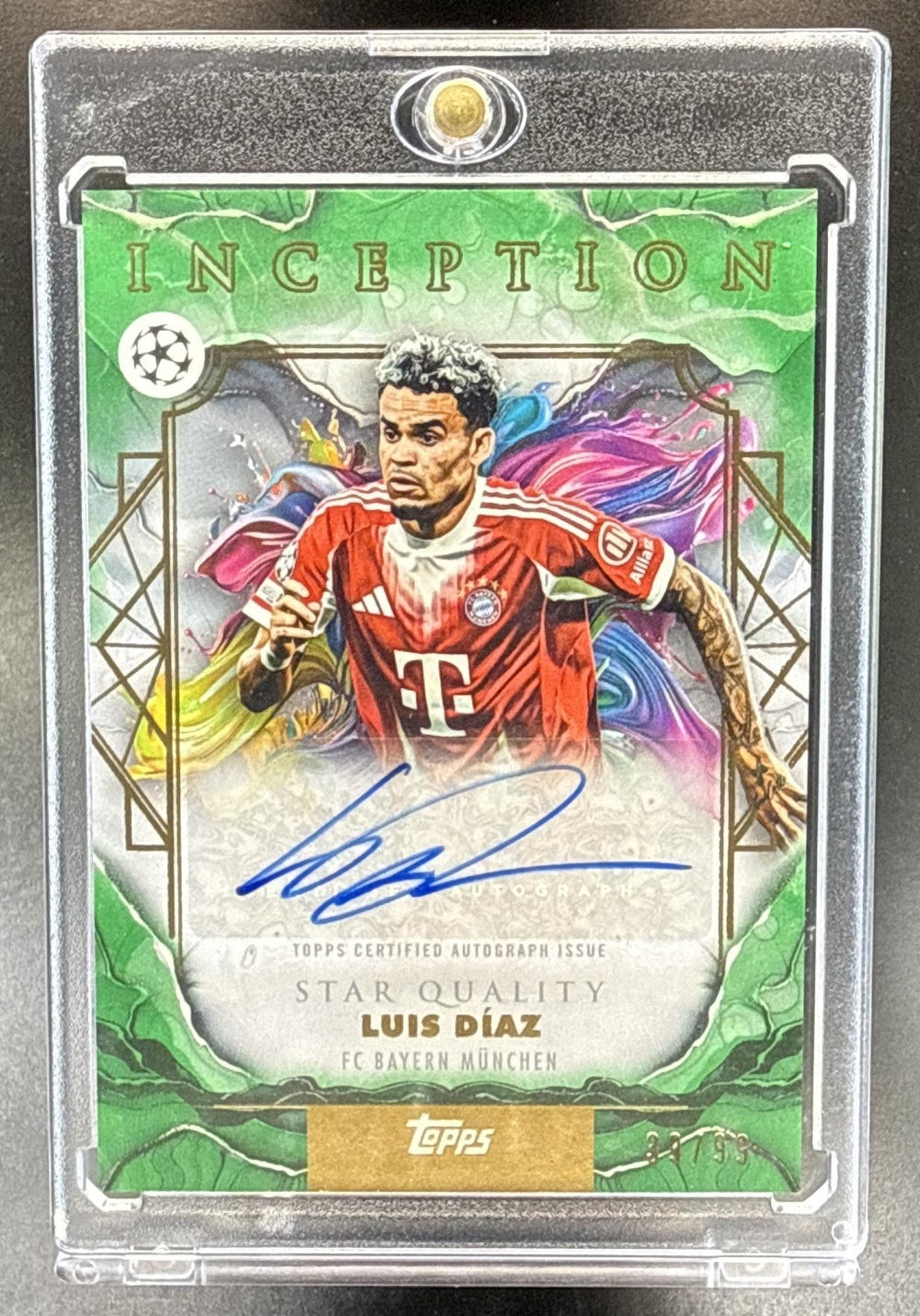 Luis Diaz Topps Inception UCC 2025-26 Green Foil /99 Auto FC Bayern Munchen