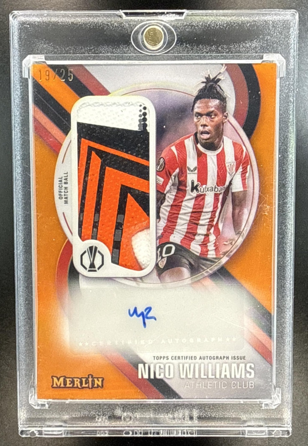 Nico Williams Topps Merlin Chrome UCC 2024-25 Orange Refractor /25 Auto Athletic Club