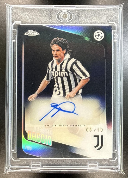 Roberto Baggio Topps Chrome UEFA CC 2025-26 Black Refractor /10 Auto RC Juventus